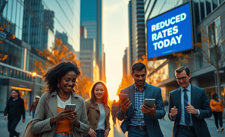 A graphic illustrating reduced loan interest rates and savings opportunities.