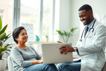 A patient reviewing their health test results instantly.
