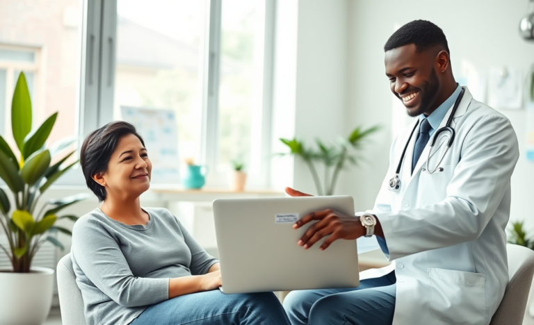 A patient reviewing their health test results instantly.
