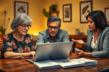An individual checking their eligibility for various benefits with a calculator and documents.