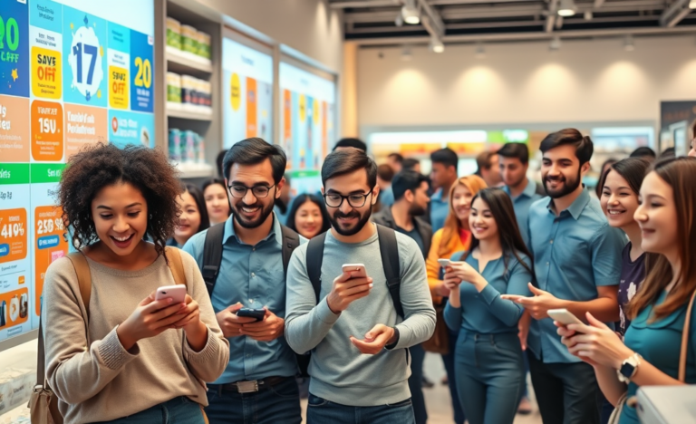 A shopper looking surprised by unexpected deals and offers.