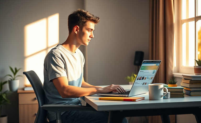 A person using a laptop to earn quick money online with a few clicks.