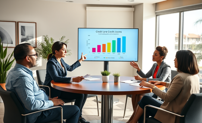 An infographic illustrating factors affecting credit scores and loan approval processes.