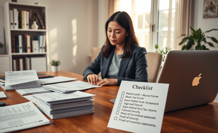 A checklist of documents needed for a loan application.