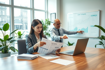 A person comparing loan offers to identify low interest rates.