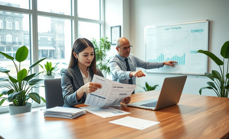 A person comparing loan offers to identify low interest rates.