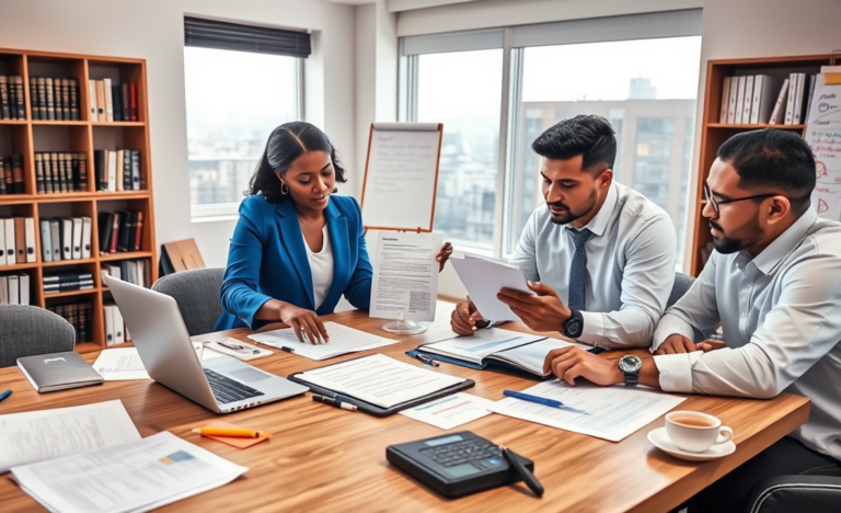 A person reviewing a contract with highlighted terms and conditions.