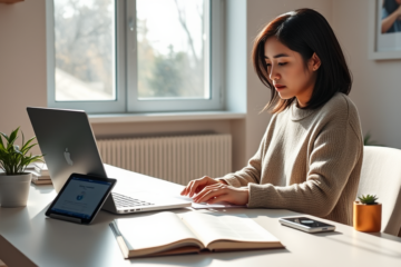 A person checking online for legitimate digital loan options to avoid fraud.
