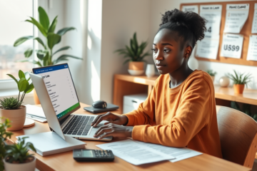 A person researching different loan options on a laptop.